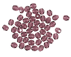 Czech Fire Polished Glass Amethyst Round 4mm