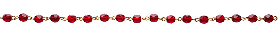 Czech Fire Polished Garnet Faceted Round Gold (plated) Bead Chain