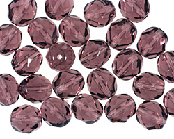 Czech Fire Polished Glass Amethyst Round 8mm