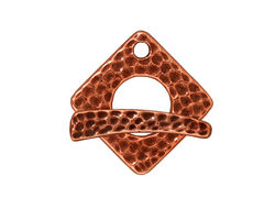 TierraCast Antique Copper (plated) Hammered Square Toggle Clasp 18xmm,23bar