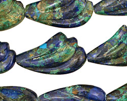 Azurite Malachite Carved Wing 24x15mm