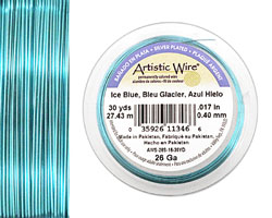 Artistic Wire Silver Plated Ice Blue 26 gauge, 30 yards