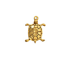 Stampt Antique Gold (plated) Turtle Charm 12.5x17mm