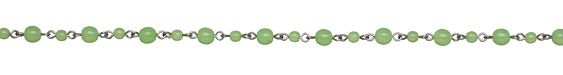 Czech Glass Round Milky Mint Silver (plated) Bead Chain