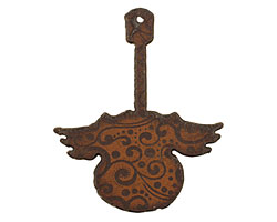 The Lipstick Ranch Etched Rusted Iron Winged Guitar Pendant 62x76mm