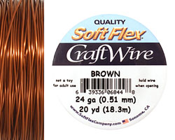 Soft Flex Brown Craft Wire 24 gauge, 20 yards