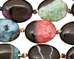 Black & Rainbow Agate Flat Oval 20x15mm
