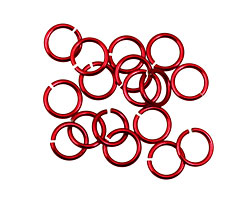 Red Anodized Aluminum Jump Ring (Saw Cut) 6mm, 20 gauge (4.1mm inside diameter)