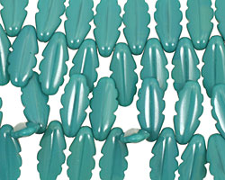 Czech Glass Turquoise Feathered Dagger 5x14mm