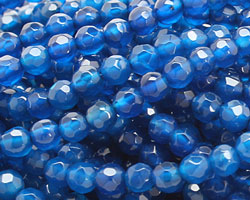 Sky Blue Agate Faceted Round 4mm