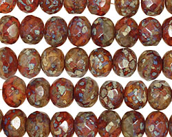 Czech Glass Sunset Park Fire Polished Rondelle 6x9mm
