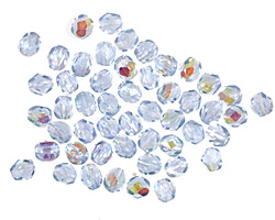 Czech Fire Polished Glass Light Sapphire AB Round 4mm