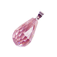 Pink Peony Faceted Teardrop w/ hook 12x20mm
