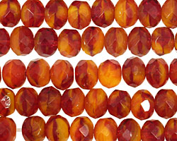 Czech Glass Fall Harvest Fire Polished Rondelle 6x9mm