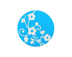 Lillypilly Turquoise Floral Vine Anodized Aluminum Disc 25mm, 24 gauge