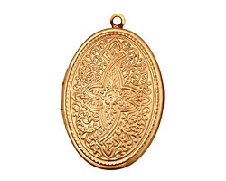 Brass Oval Ornate Heirloom Locket 27x37mm