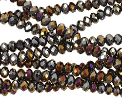 Metallic Peacock Hematite Crystal Faceted Rondelle 4mm