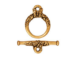 TierraCast Antique Gold (plated) Butterfly Toggle Clasp 20x15mm, 24mm Bar