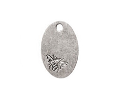 Nunn Design Antique Silver (plated) Large Oval Bee Tag 16x25mm
