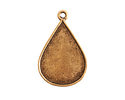 Nunn Design Antique Gold (plated) Ornate Flat Drop Tag 18x28mm
