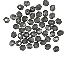 Czech Fire Polished Glass Matte Hematite Round 4mm