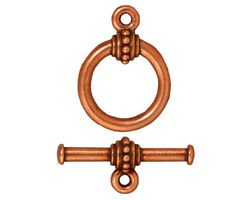 TierraCast Antique Copper (plated) Large Beaded Toggle Clasp 22x16, 25 Bar
