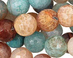 Beach Agate Faceted Round 13-14mm