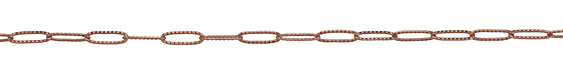 Antique Copper (plated) Textured Long Oval Cable Chain