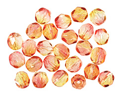 Czech Fire Polished Glass Dual Coated Fuschia/Lemon Round 6mm