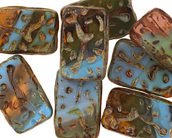 Czech Glass Nature Groovy Rectangle 18x12mm