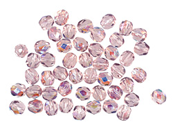 Czech Fire Polished Glass Light Amethyst AB Round 4mm