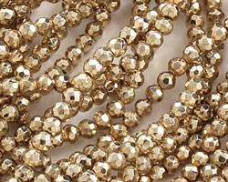Golden Pyrite Faceted Round 3.5-4mm