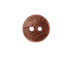 TierraCast Antique Copper (plated) Round Leaf Button 17mm