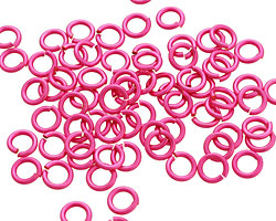 Hot Pink Enameled Copper Round Jump Ring 5mm, 18 gauge