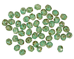 Czech Fire Polished Glass Turquoise Picasso Round 4mm