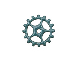 C-Koop Enameled Metal Peacock Blue Sectioned Gear 19mm