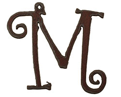 The Lipstick Ranch Rusted Iron Letter M Pendant 61x50mm