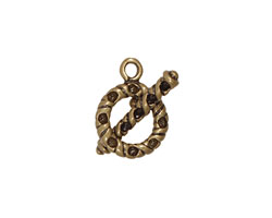 Antique Brass (plated) Multi-Bezel Roped Toggle Clasp 13x17mm, 22x7mm