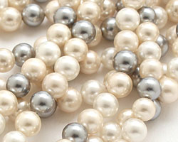 Vintage Lace Shell Pearl Mix Round 6mm