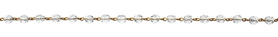 Czech Fire Polished Crystal Faceted Round Gold (plated) Bead Chain