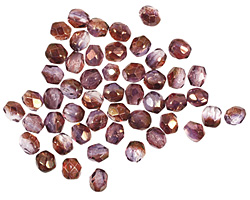 Czech Fire Polished Glass Luster Amethyst/Crystal Round 3mm