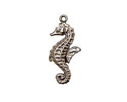 Stampt Antique Pewter (plated) Sea Horse Charm 12x25mm