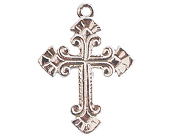Nunn Design Sterling Silver (plated) Large Ornate Cross Charm 26x35mm