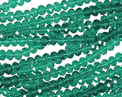 Emerald Crystal Faceted Rondelle 4mm