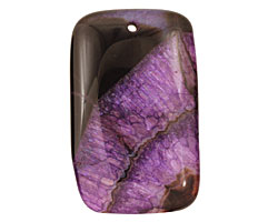 Black & Purple Agate Rectangle Pendant 35x55mm