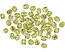 Czech Fire Polished Glass Silver Lined Olivine Round 4mm