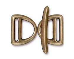 TierraCast Antique Brass (plated) Slotted D Ring Set 17x20mm, 30mm bar
