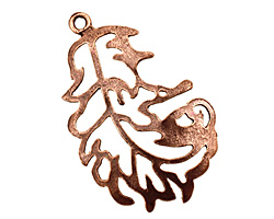 Ezel Findings Antique Copper Downy Feather Pendant 22x37mm