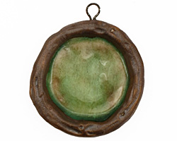 Gaea Ceramic Hand Painted Emerald on Chocolate Round Bezel 29mm