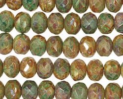 Czech Glass Wildflower Garden Fire Polished Rondelle 6x9mm